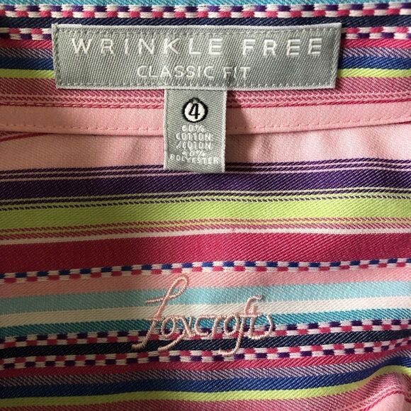 Foxcroft Colorful Striped Long Sleeve Button Down Shirt Wrinkle Free Size 4 - Picture 6 of 6